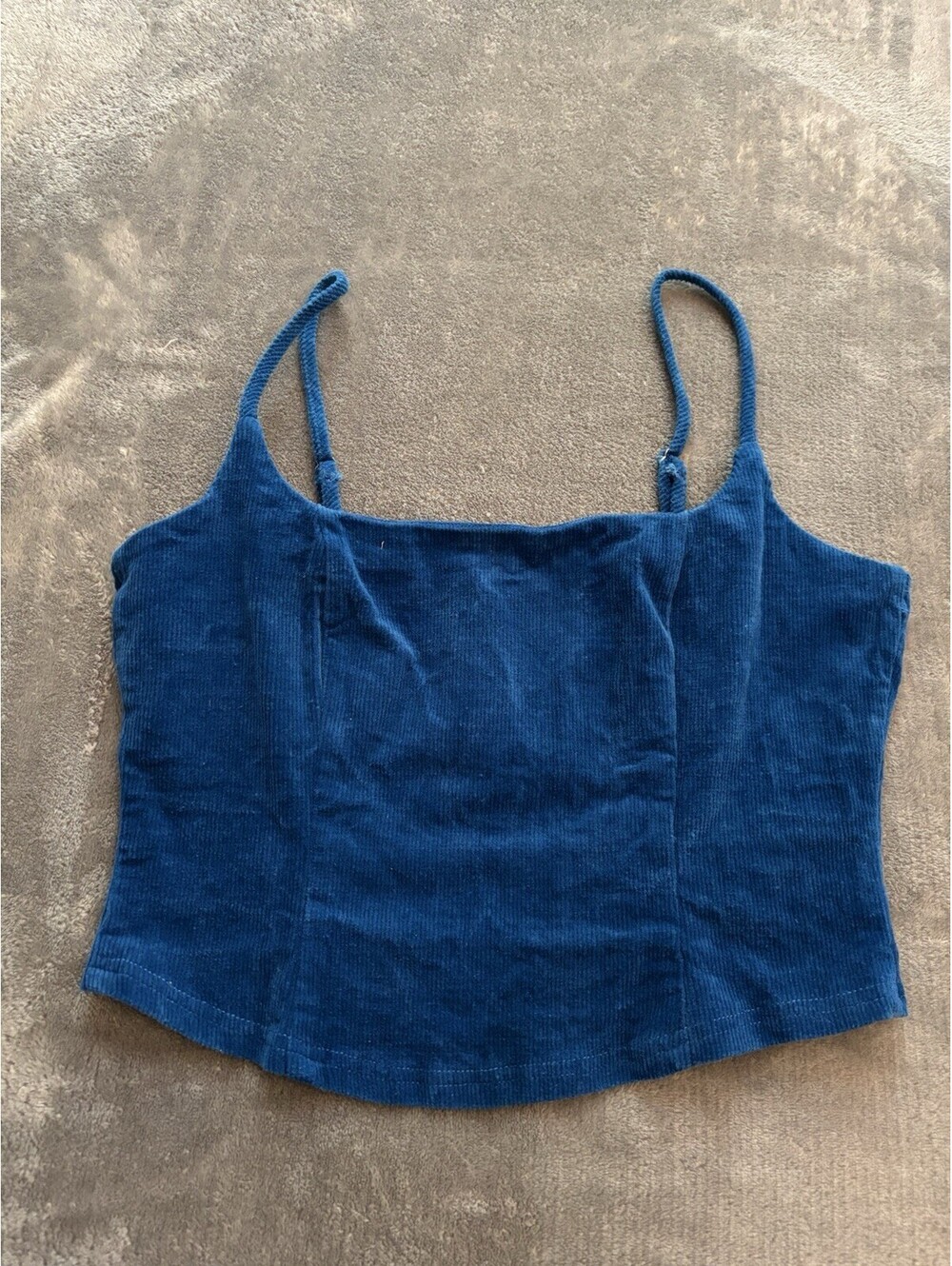 LE LIS Collection Blue Corduroy Cropped Cami Square Neck Zip, M Festival